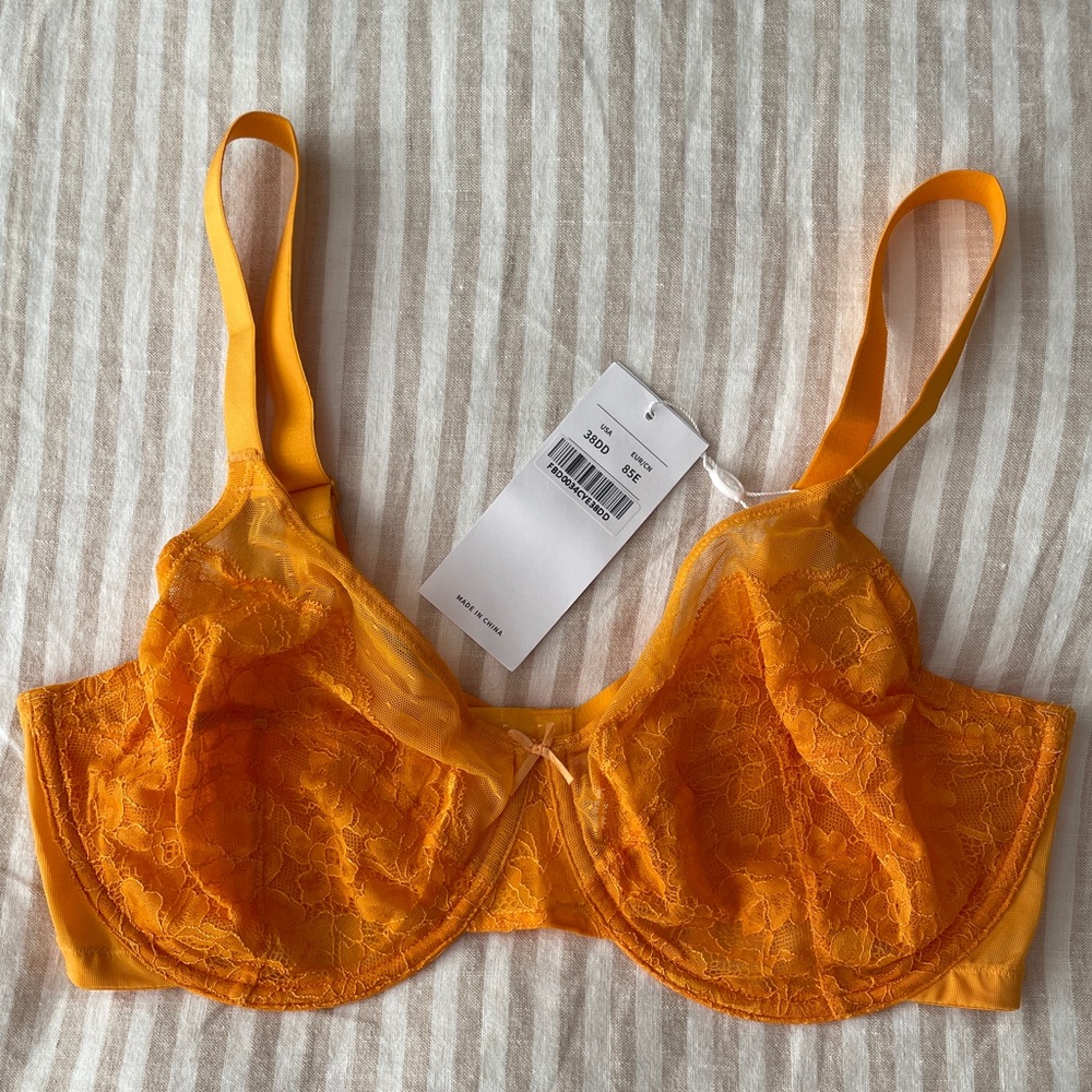 NWT 38DD Orange Lace HSIA bra